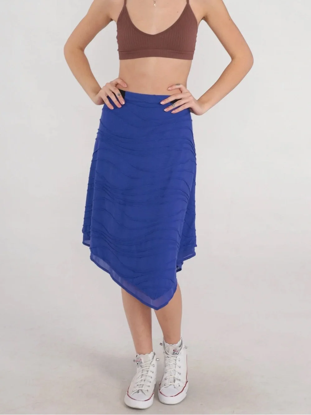 NWT Simply Vera Vera Wang Royal Blue Asymmetrical Handkerchief Skirt